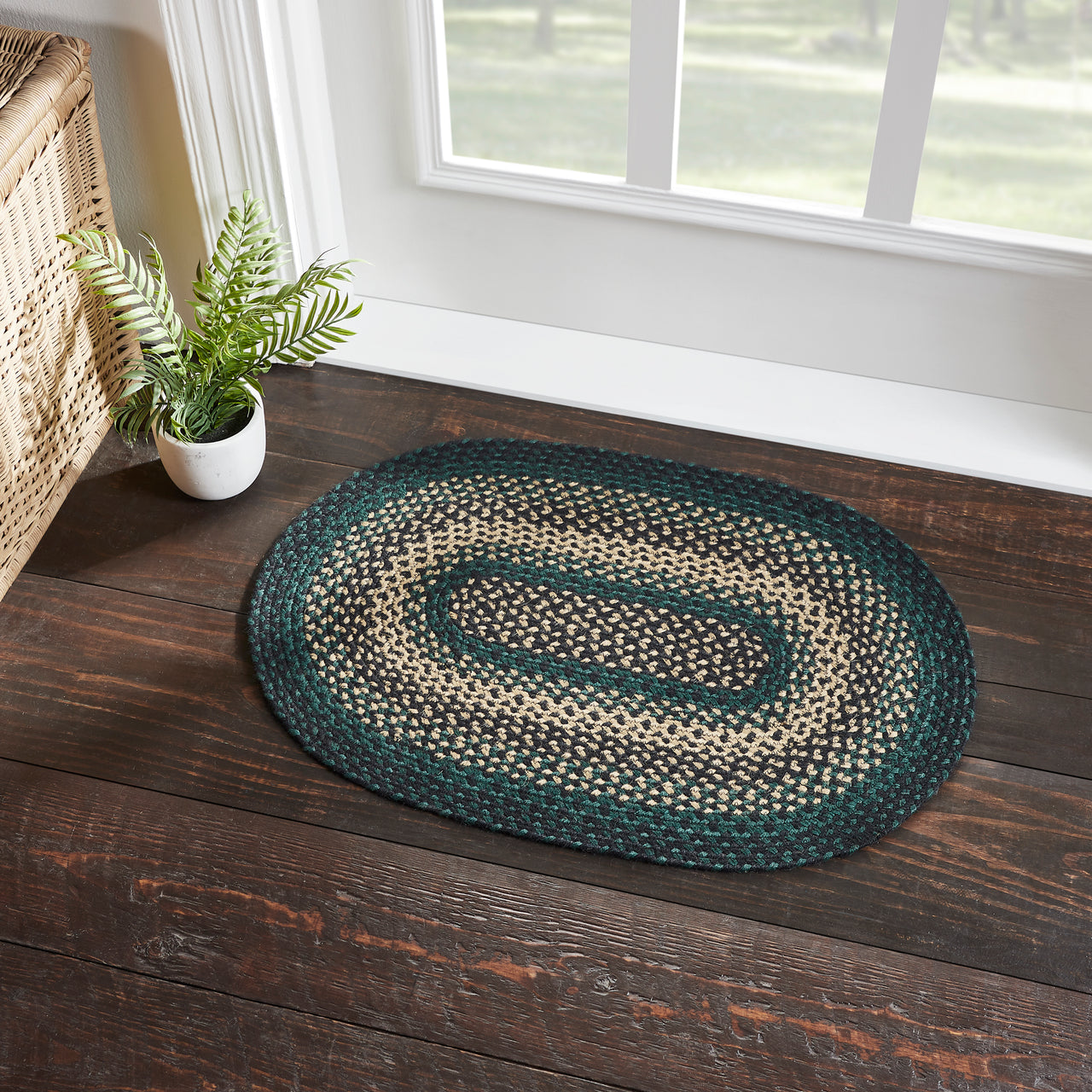 Pine Grove Jute Braided Rug Oval with Rug Pad 20"x30" VHC Brands