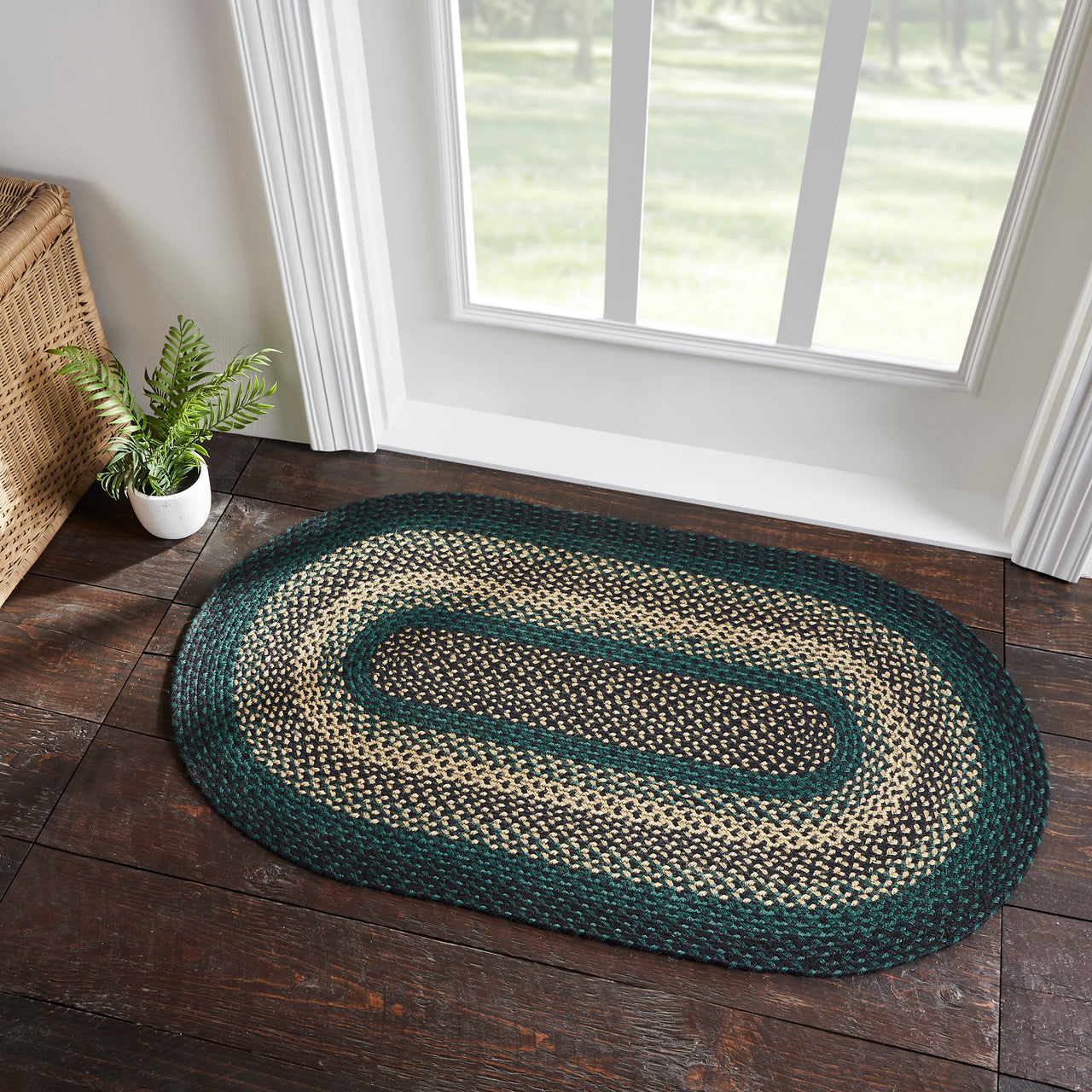 Pine Grove Jute Braided Rug Oval with Rug Pad 27"x48" VHC Brands