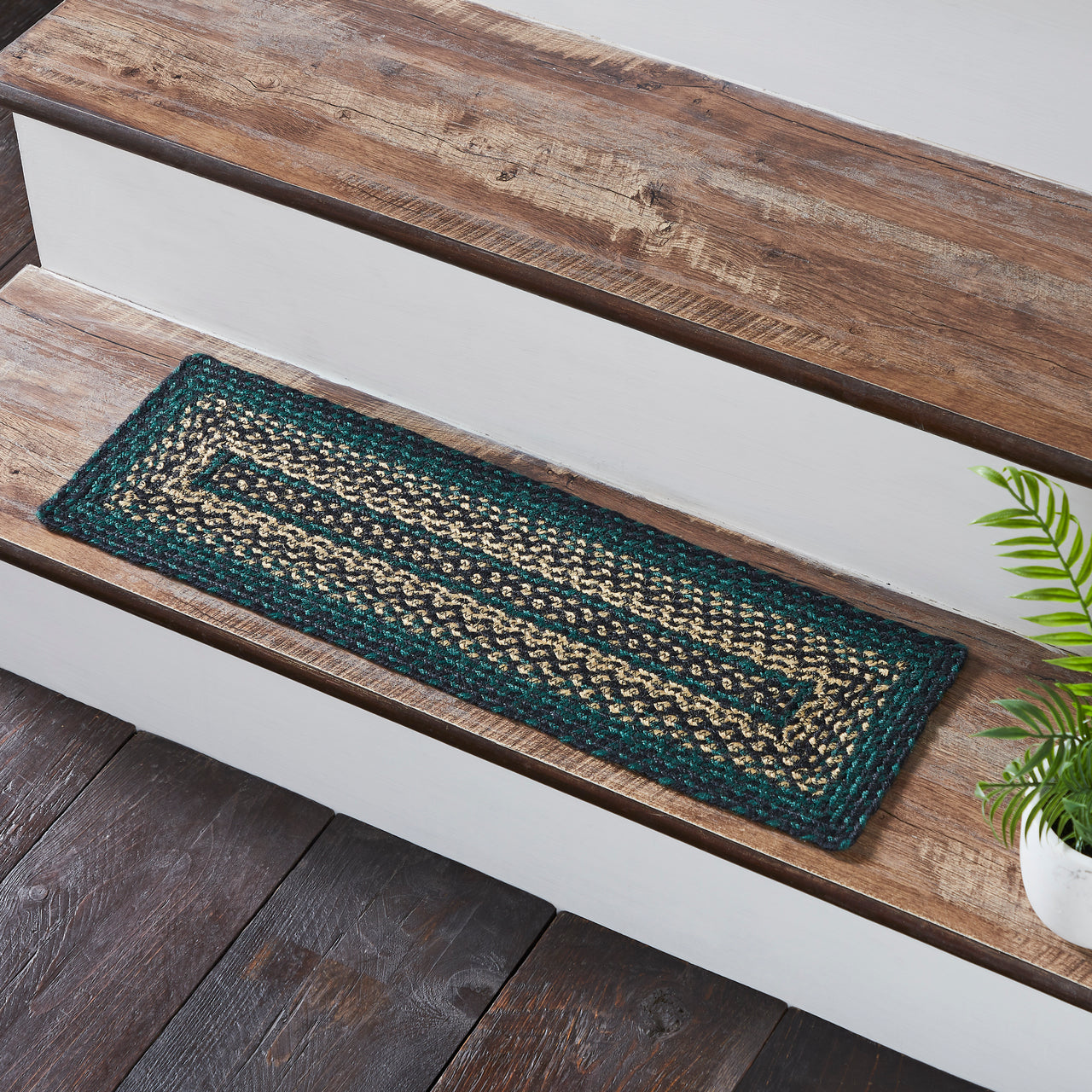 Pine Grove Jute Braided Stair Tread Rect Latex 8.5"x27" VHC Brands - The Fox Decor
