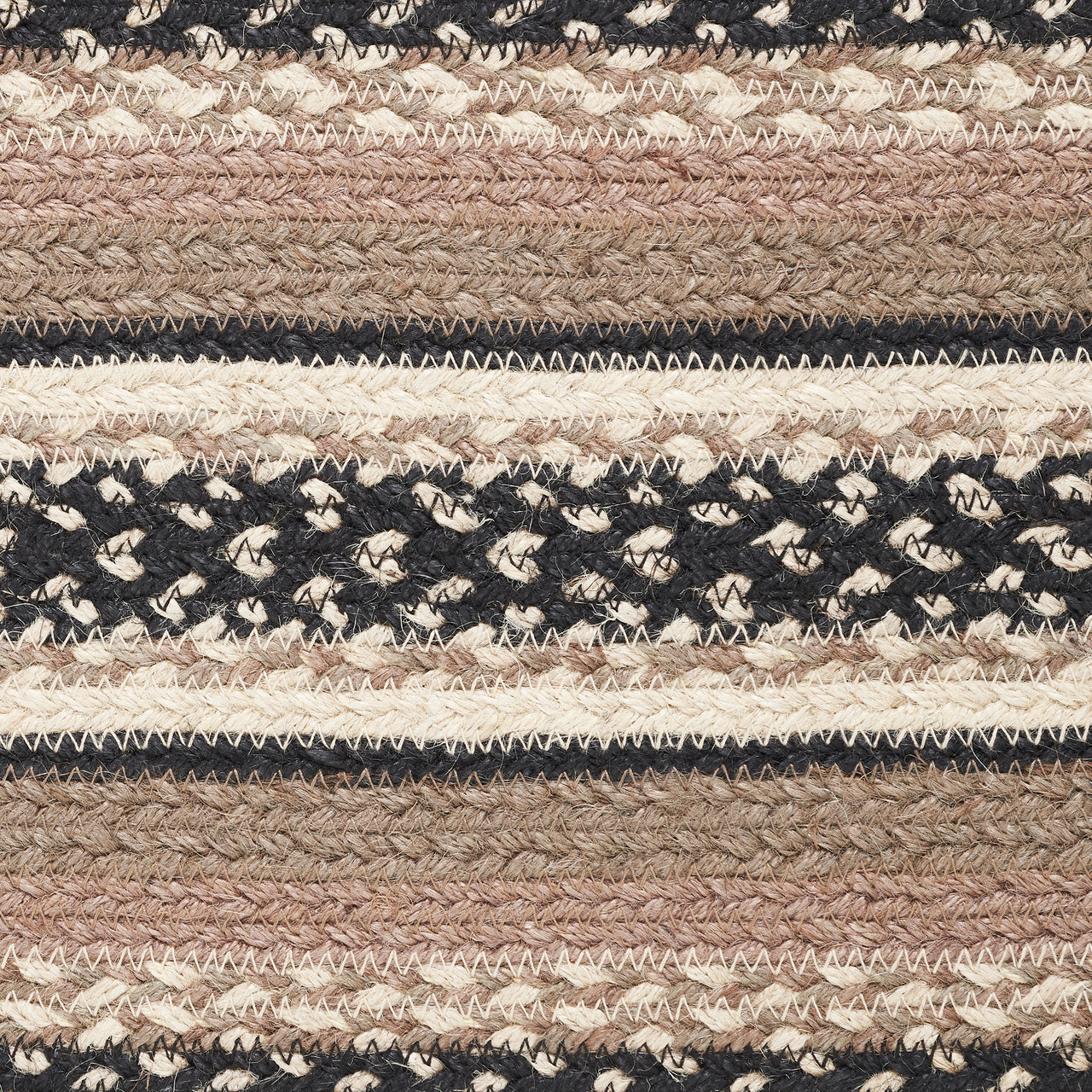 Sawyer Mill Charcoal Creme Jute Braided Stair Tread Oval Latex 8.5"x27" VHC Brands - The Fox Decor