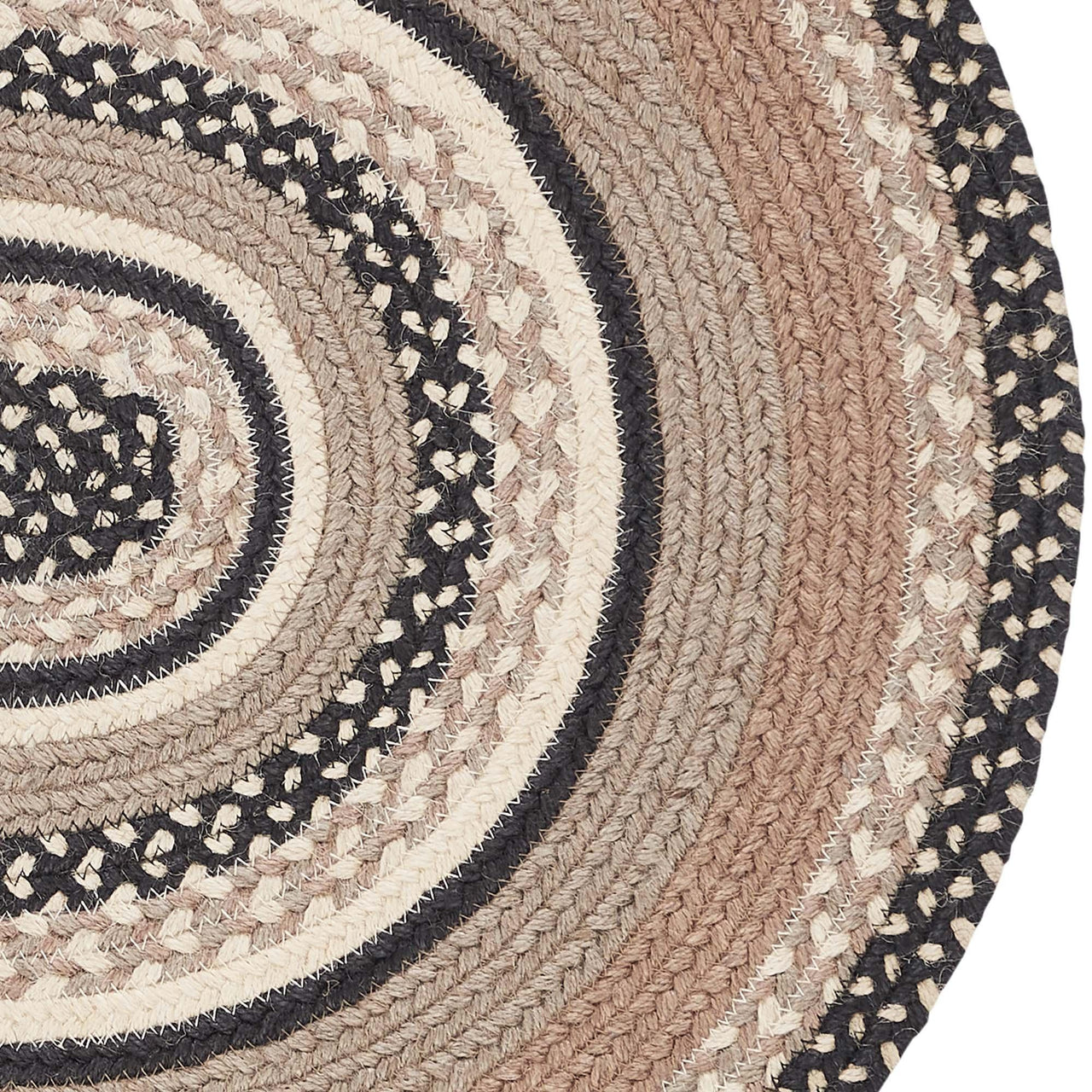 Sawyer Mill Charcoal Creme Jute Braided Rug Oval w/ Pad 2'x3' VHC Brands