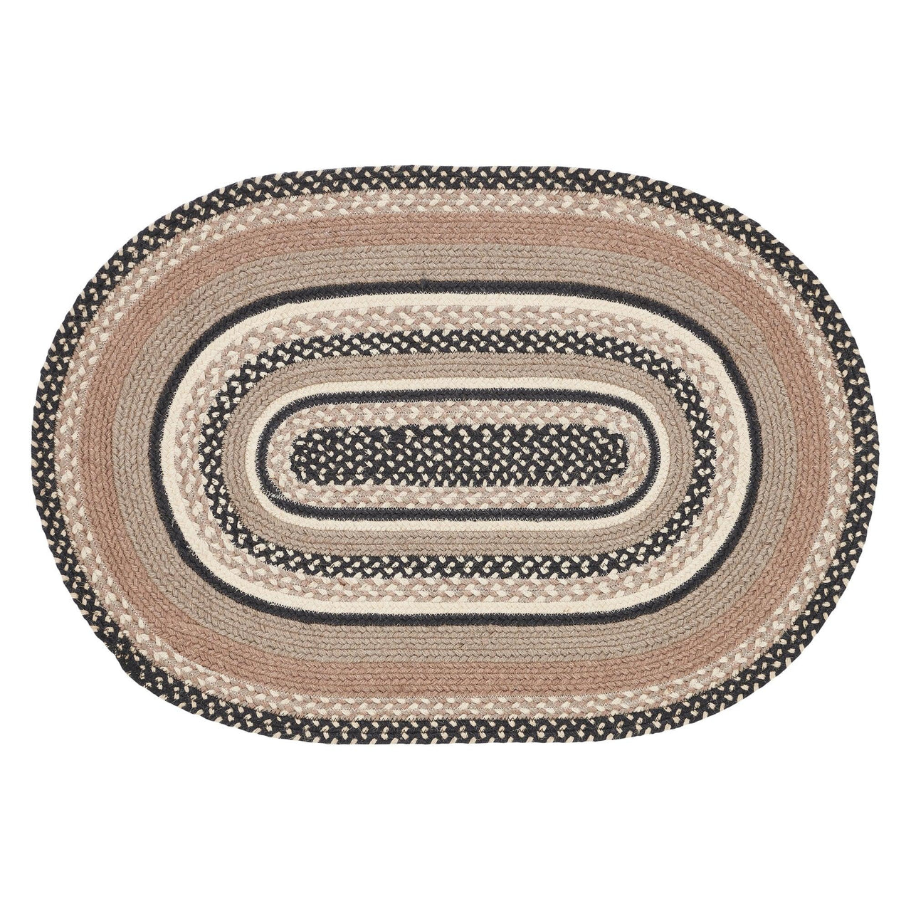 Sawyer Mill Charcoal Creme Jute Braided Rug Oval w/ Pad 2'x3' VHC Brands - The Fox Decor