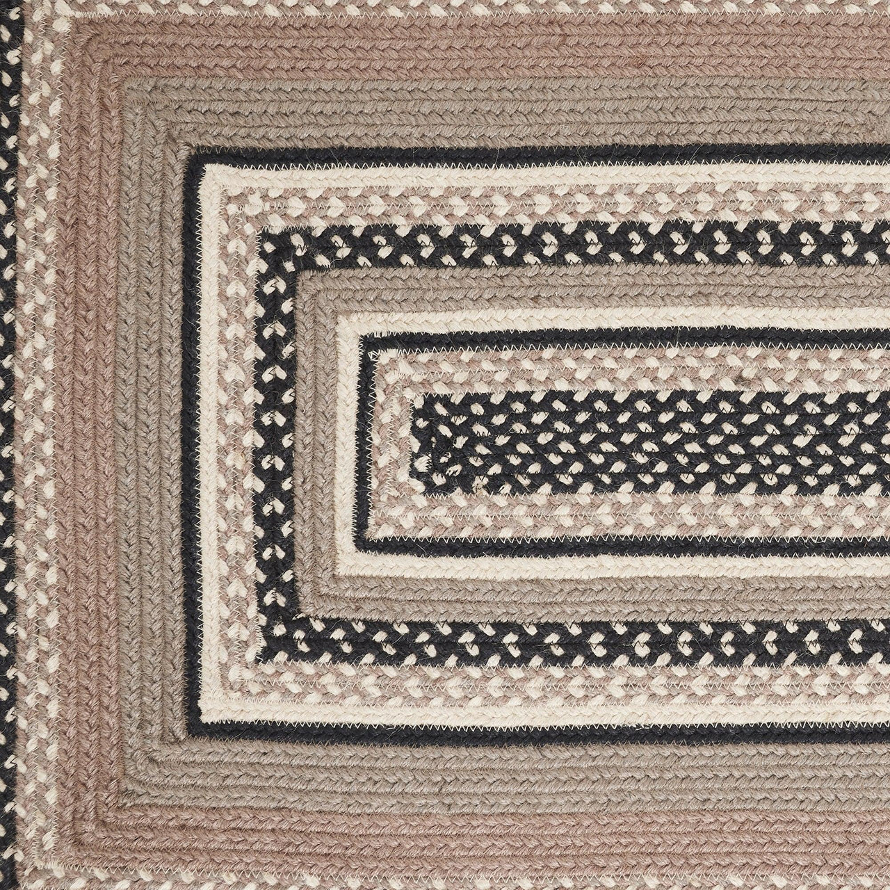 Sawyer Mill Charcoal Creme Jute Braided Rug/Runner Rect w/ Pad 2'x8' VHC Brands - The Fox Decor