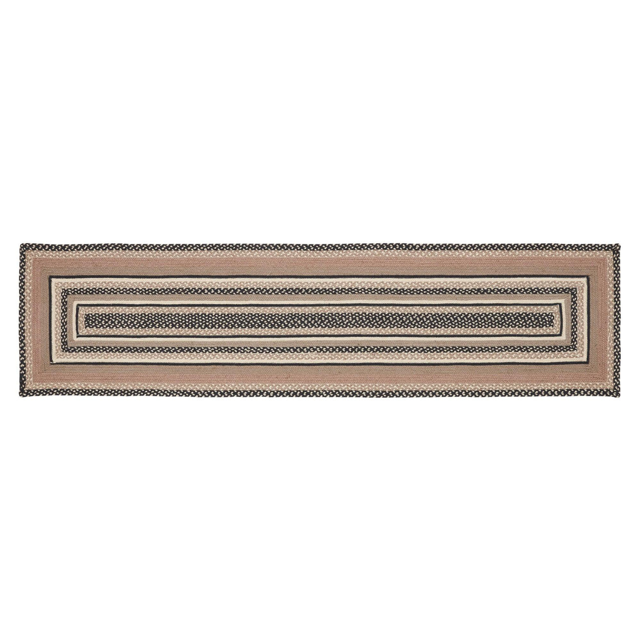 Sawyer Mill Charcoal Creme Jute Braided Rug/Runner Rect w/ Pad 2'x8' VHC Brands - The Fox Decor