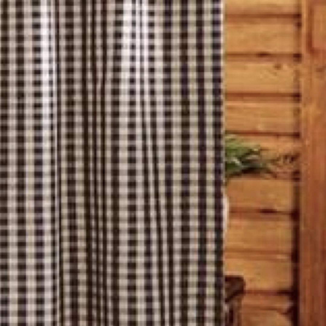 Black-Nutmeg Heritage House Check Black Shower Curtain - Interiors by Elizabeth