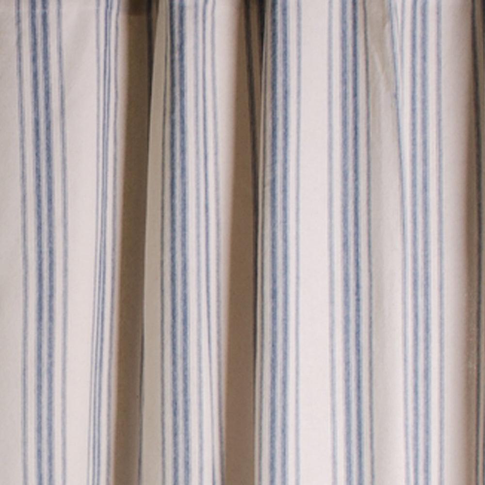 Cream Colonial Blue Grain Sack Stripe Shower Curtain SC165014 - The Fox Decor