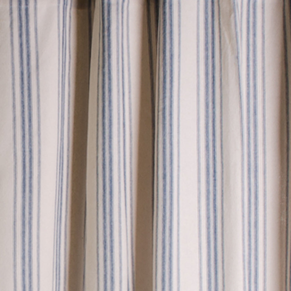 Cream Colonial Blue Grain Sack Stripe Shower Curtain SC165014