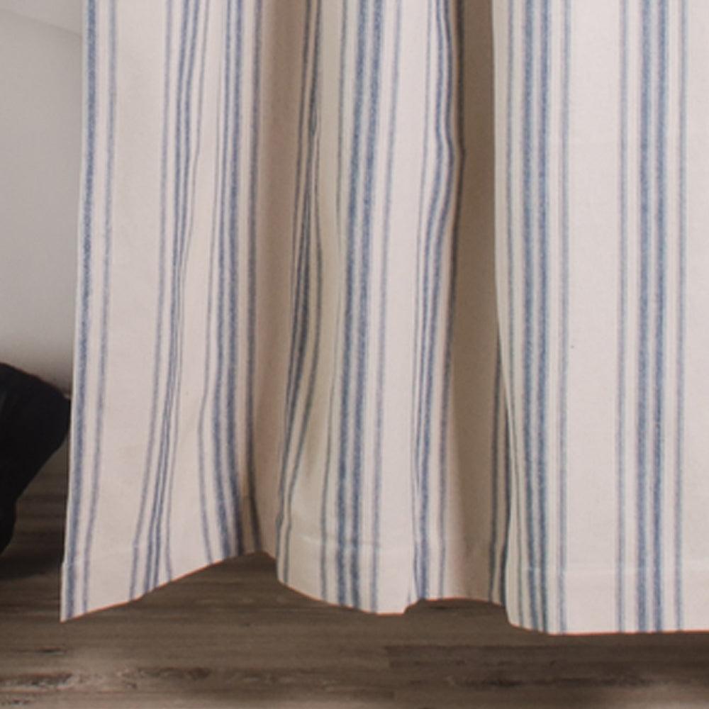 Cream Colonial Blue Grain Sack Stripe Shower Curtain SC165014 - The Fox Decor