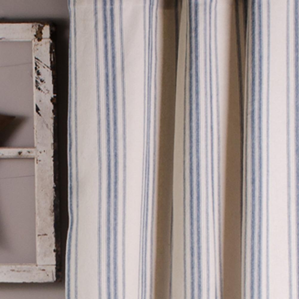 Cream Colonial Blue Grain Sack Stripe Shower Curtain SC165014 - The Fox Decor