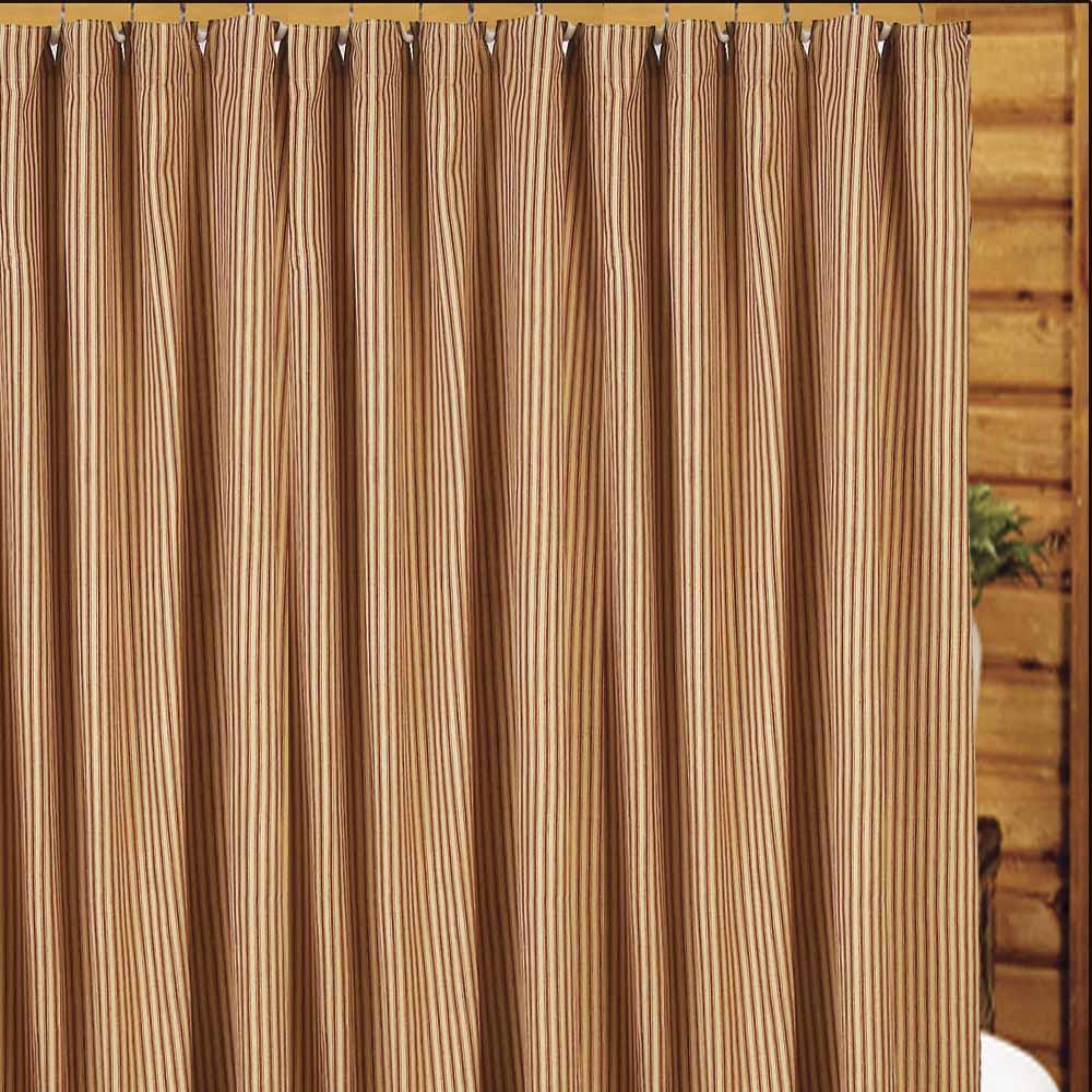 Barn Red Nutmeg York Ticking Shower Curtain SC880017 - The Fox Decor