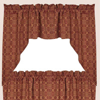 Thumbnail for Barn Red Tan Marshfield Jacquard Swag Lined SW106017 - The Fox Decor