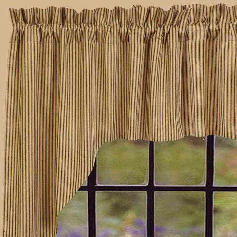 Black Nutmeg York Ticking Swag Lined SW880011 - The Fox Decor