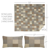 Thumbnail for Sawyer Mill Charcoal California King Quilt Set; 1-Quilt 130Wx115L w/2 Shams 21x37 VHC Brands - The Fox Decor
