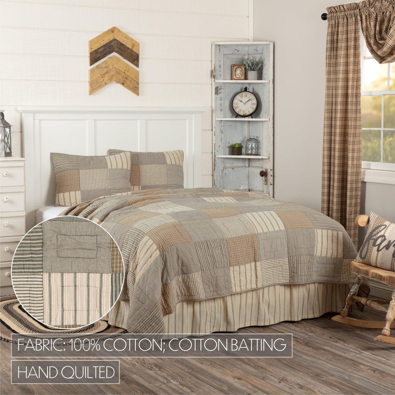 Sawyer Mill Charcoal California King Quilt Set; 1-Quilt 130Wx115L w/2 Shams 21x37 VHC Brands - The Fox Decor