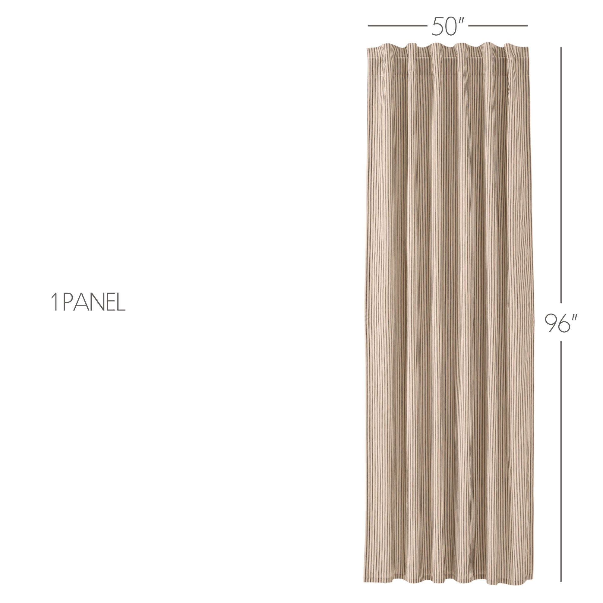 Sawyer Mill Charcoal Ticking Stripe Panel Curtain 96