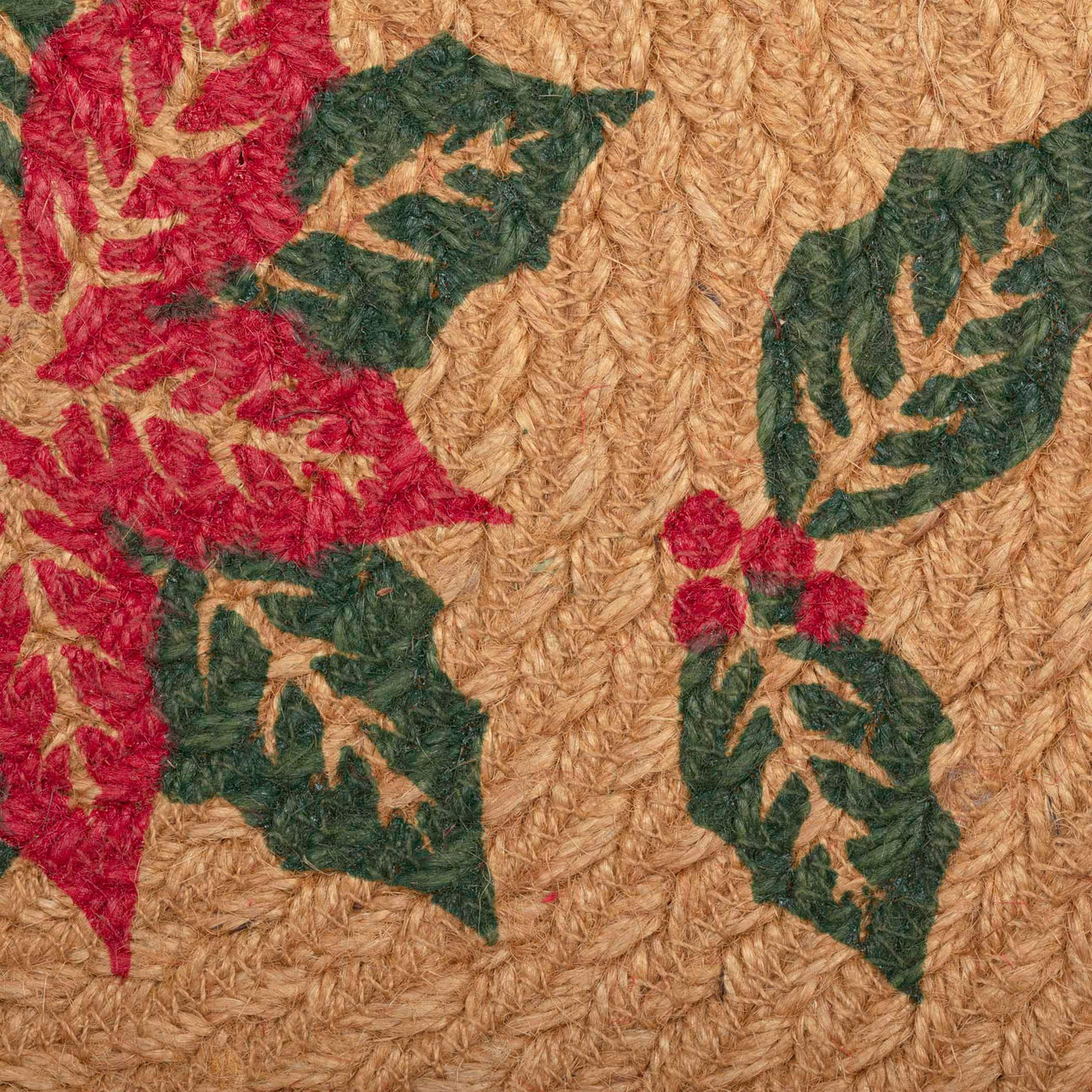 Poinsettia Jute Christmas Tree Skirt 50 VHC Brands - The Fox Decor