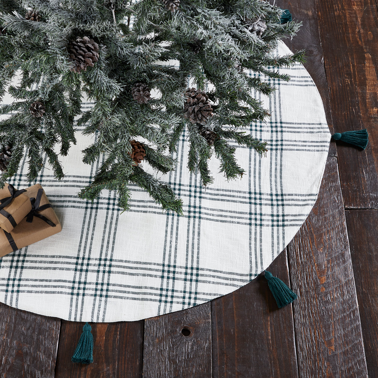 Pine Grove Plaid Christmas Tree Skirt 48" VHC Brands - The Fox Decor