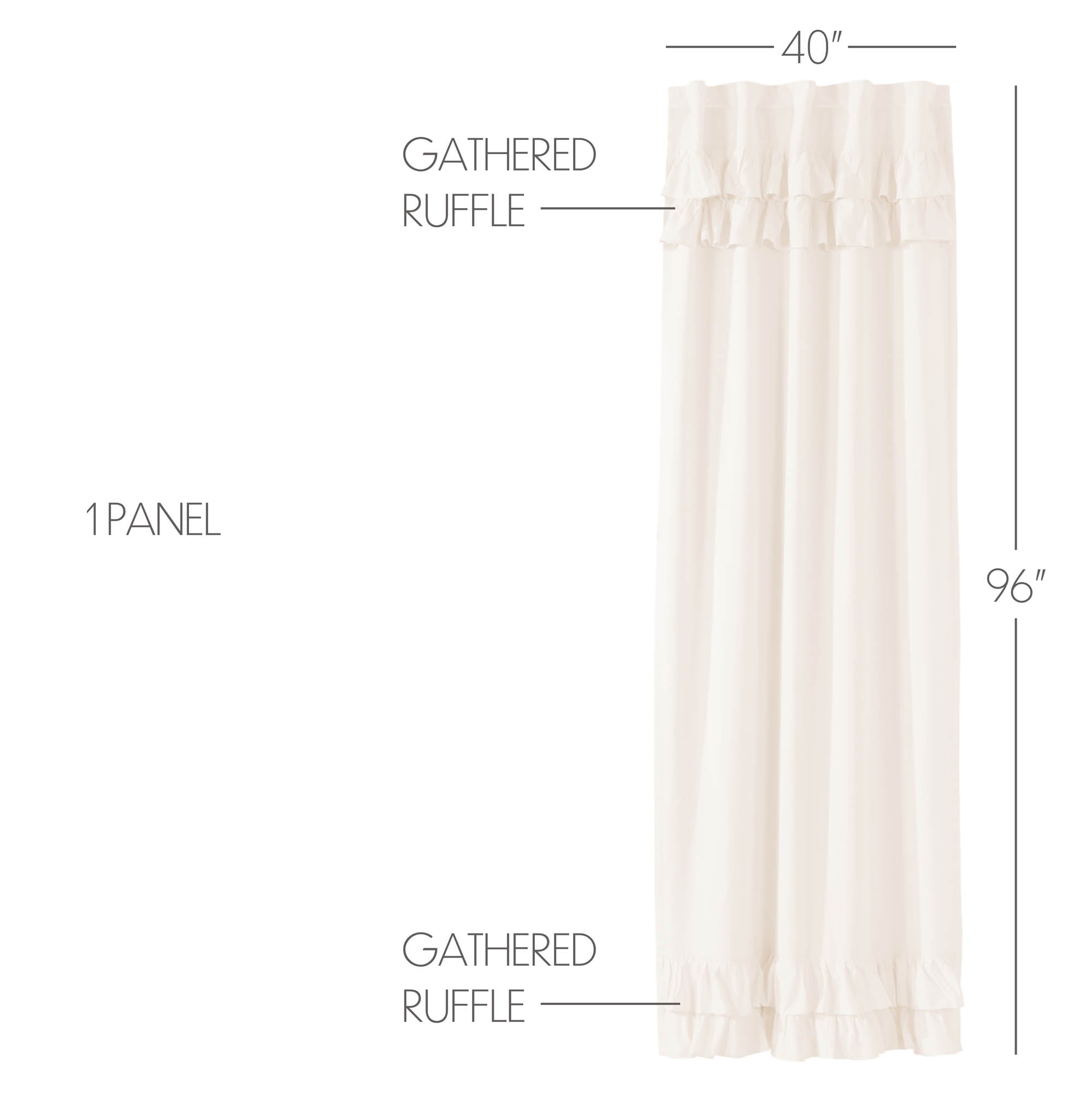 Simple Life Flax Antique White Ruffled Panel Curtain 96