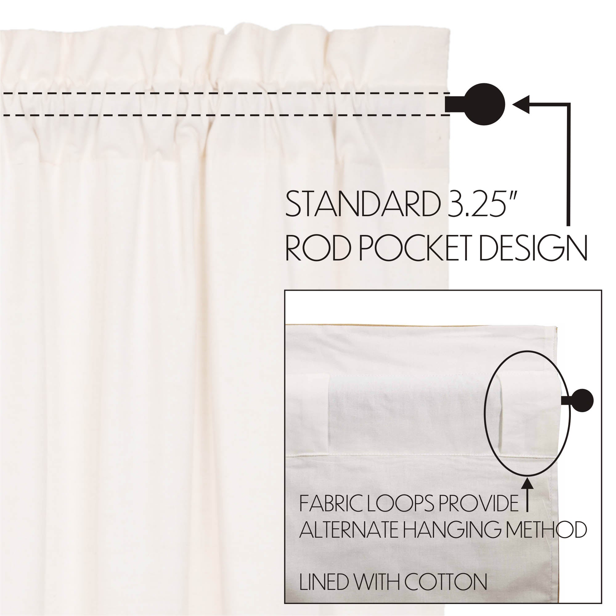 Simple Life Flax Antique White Ruffled Panel Curtain 96
