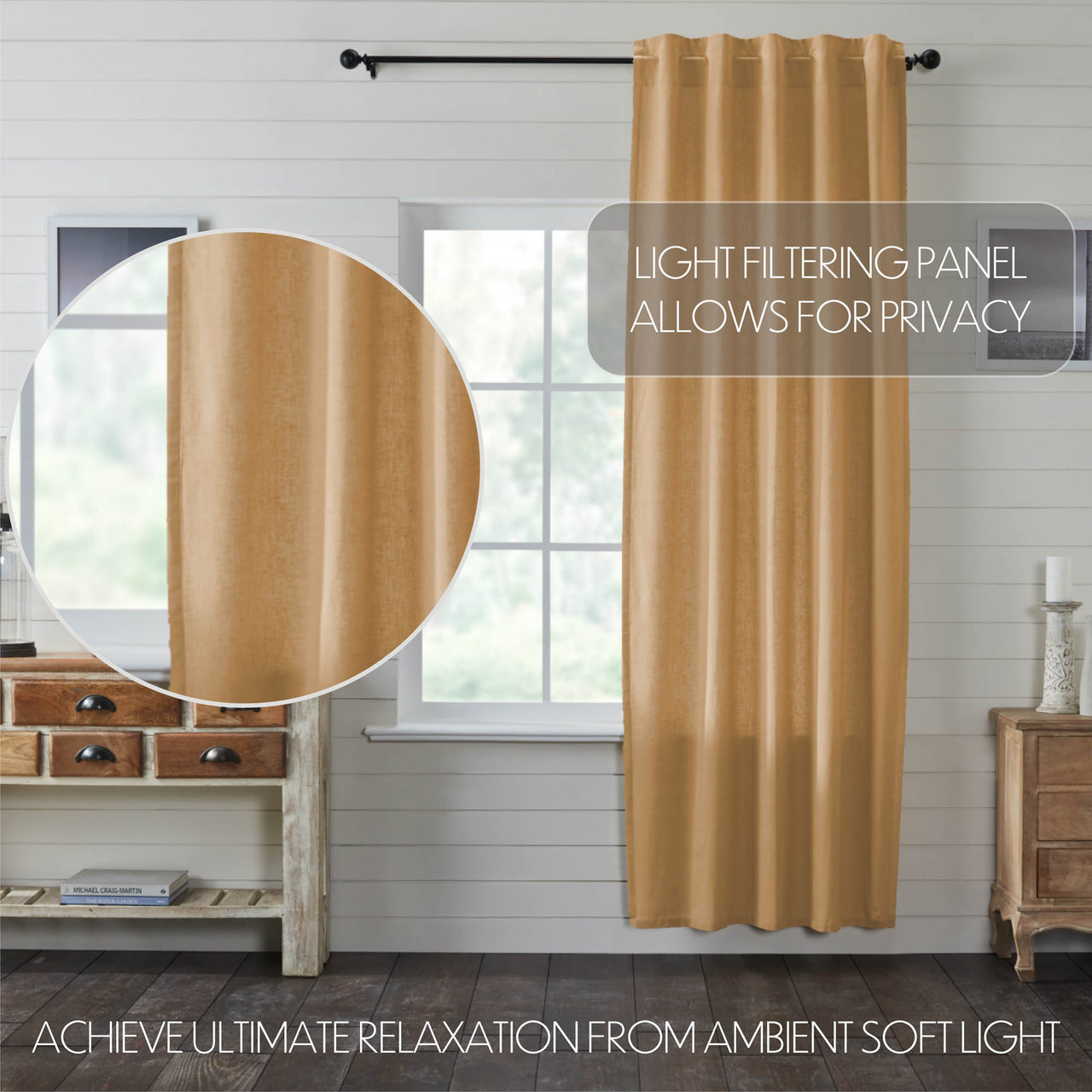 Simple Life Flax Khaki Panel Curtain 96"x40" VHC Brands
