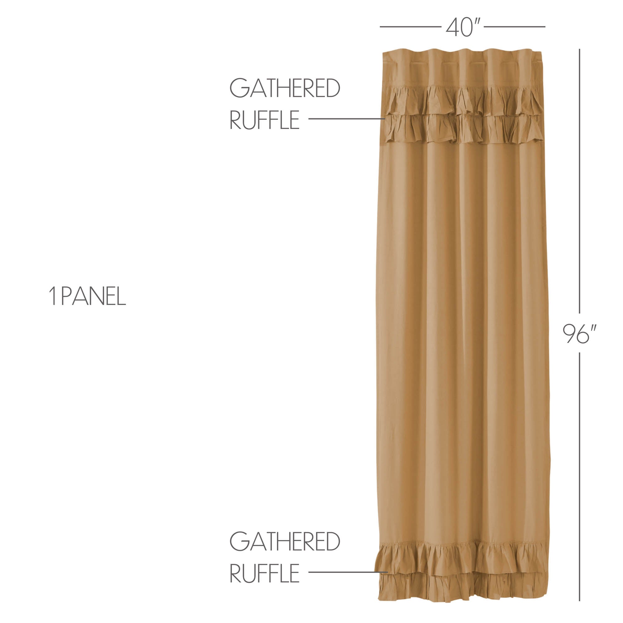 Simple Life Flax Khaki Ruffled Panel Curtain 96