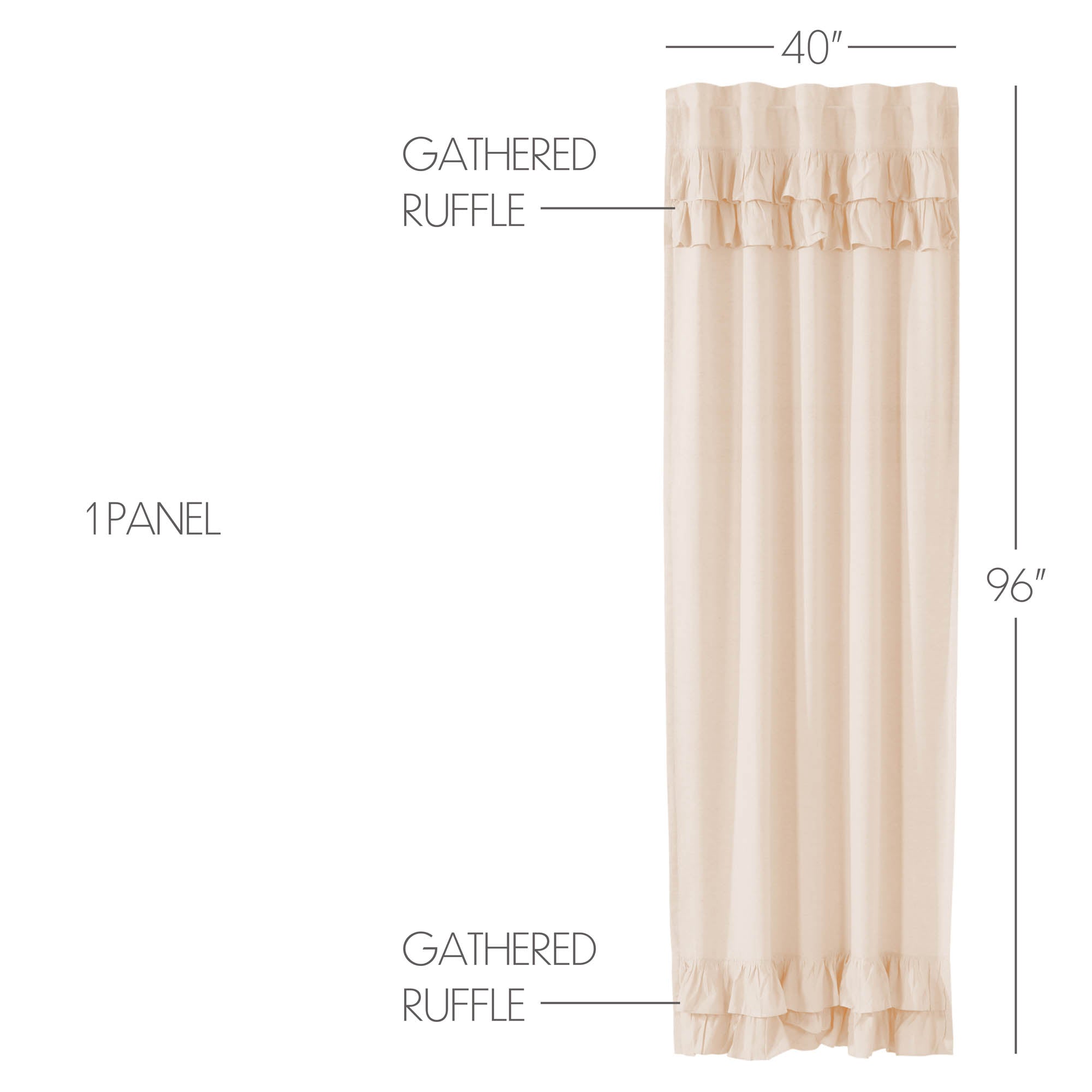 Simple Life Flax Natural Ruffled Panel Curtain 96