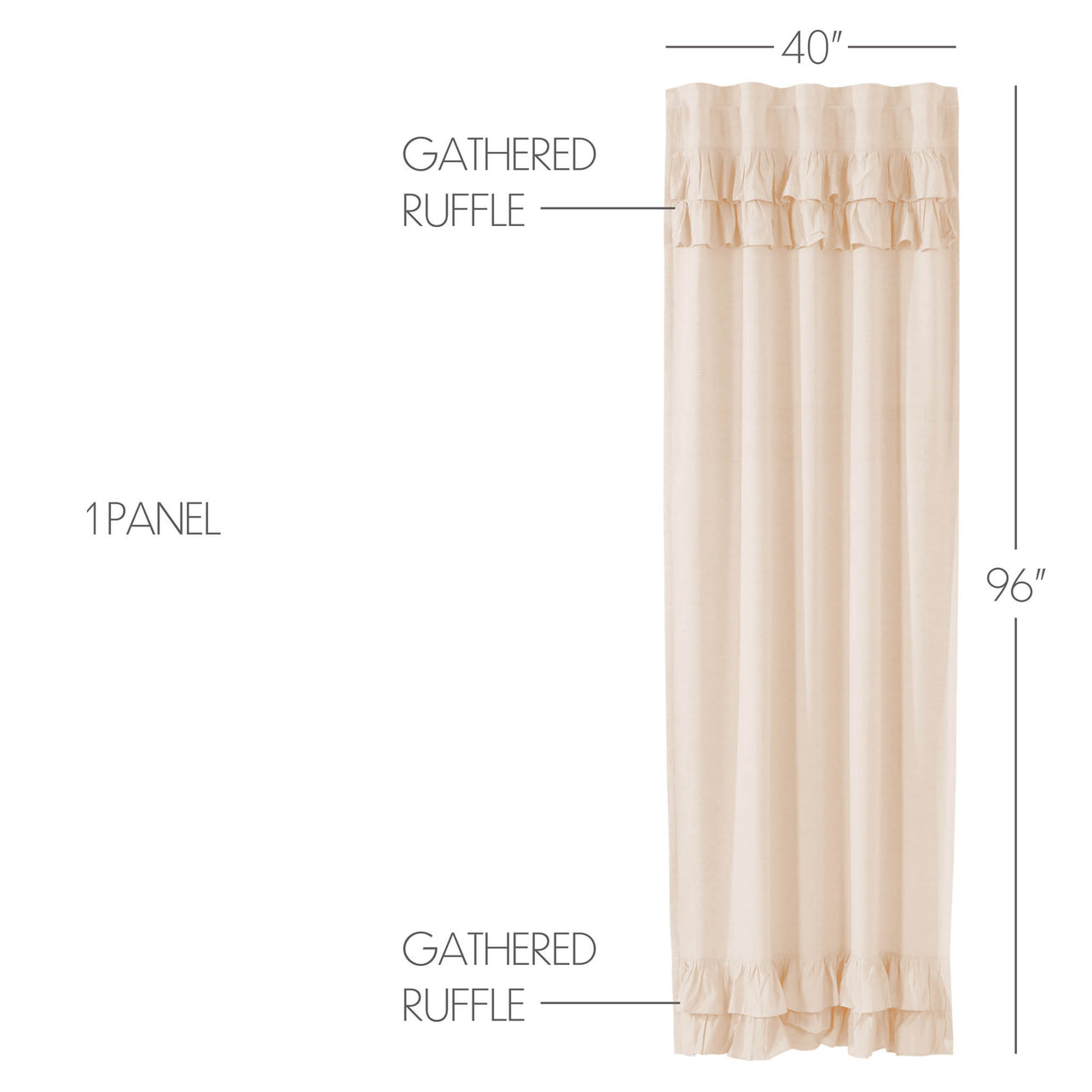 Simple Life Flax Natural Ruffled Panel Curtain 96"x40" VHC Brands