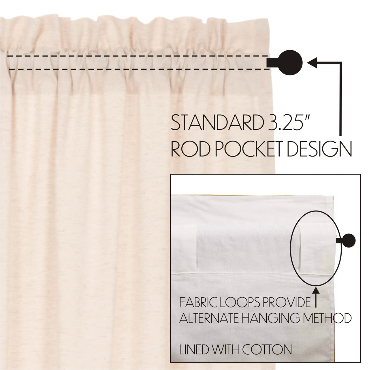 Simple Life Flax Natural Panel Curtain 96"x40" VHC Brands - The Fox Decor