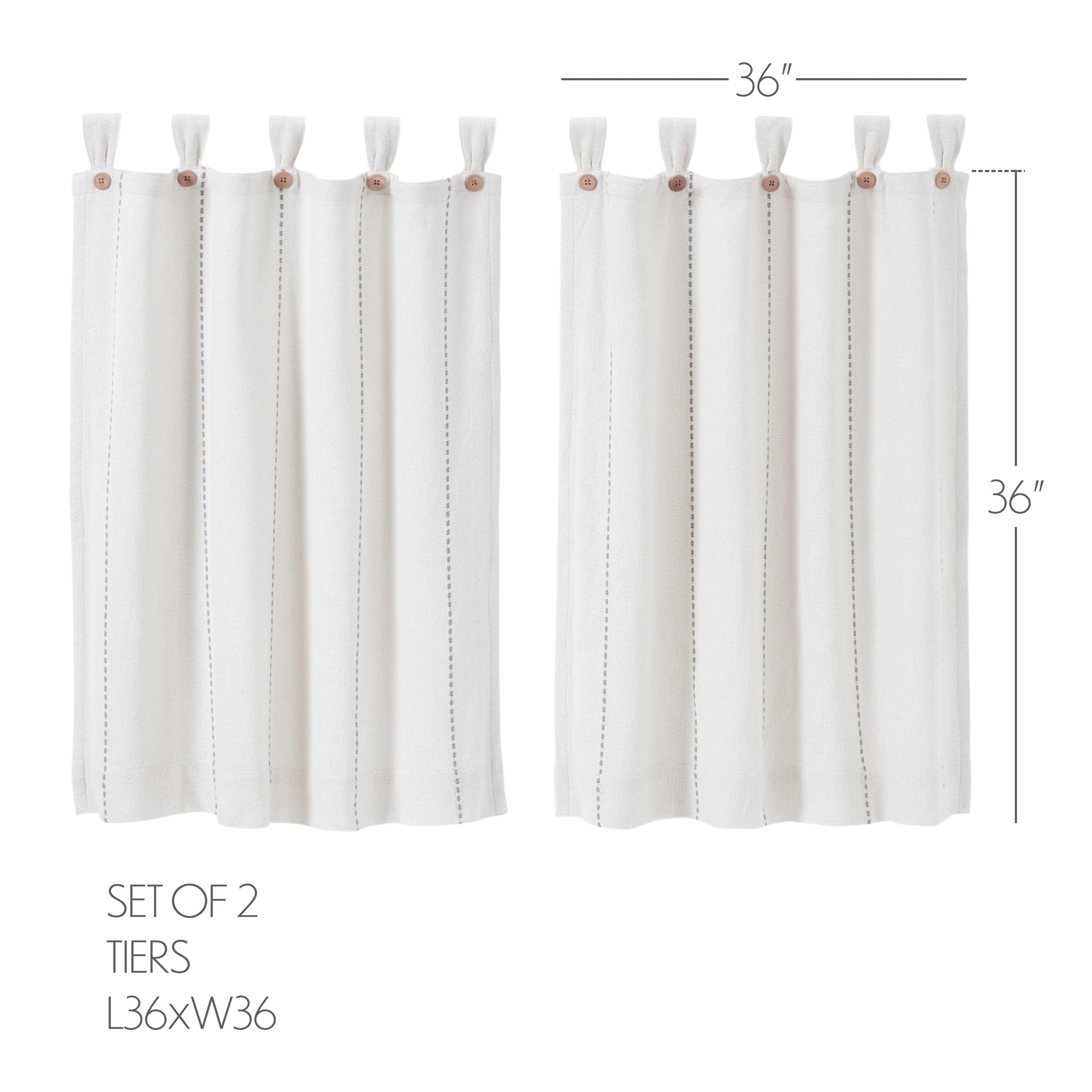 Stitched Burlap White Tier Curtain Set of 2 L36xW36 - The Fox Decor