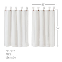 Thumbnail for Stitched Burlap White Tier Curtain Set of 2 L36xW36 - The Fox Decor