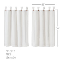 Thumbnail for Stitched Burlap White Tier Curtain Set of 2 L36xW36