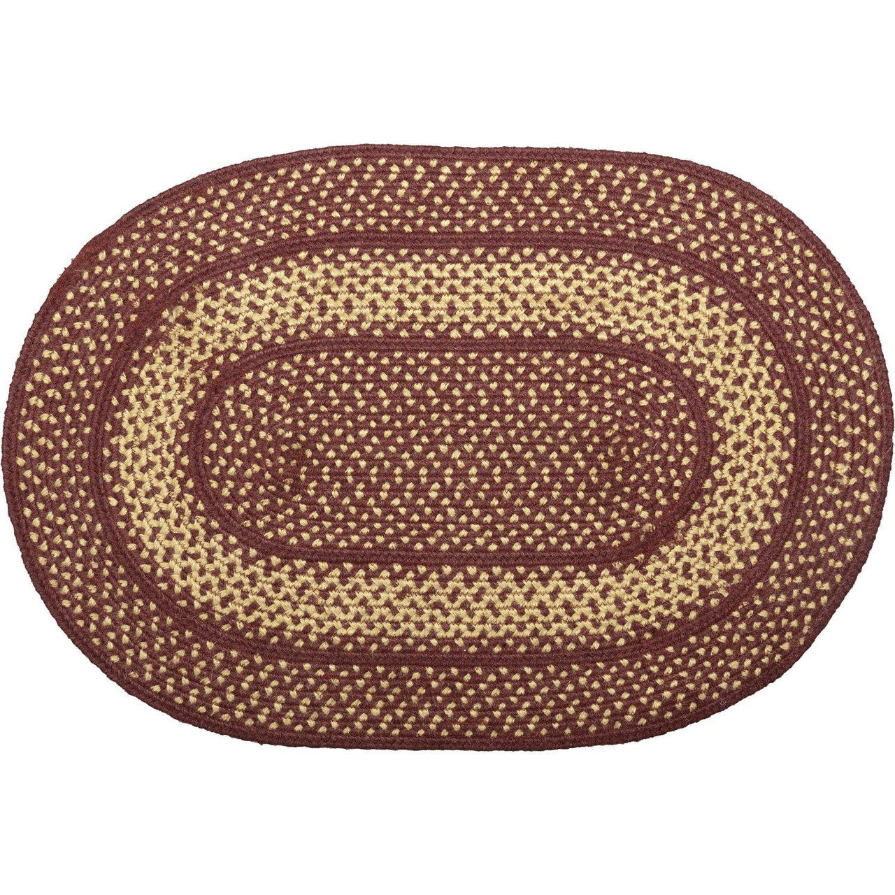 Burgundy Red Primitive Jute Braided Rug Oval 20"x30" with Rug Pad VHC Brands - The Fox Decor