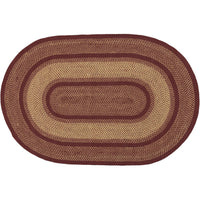 Thumbnail for Burgundy Red Primitive Jute Braided Rug Oval 4'x6' with Rug Pad VHC Brands - The Fox Decor