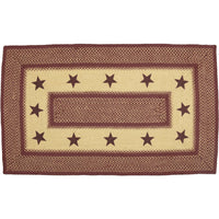 Thumbnail for Burgundy Red Primitive Jute Braided Rug Rect Stencil Stars 3'x5' with Rug Pad VHC Brands - The Fox Decor