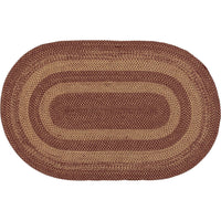 Thumbnail for Burgundy Tan Jute Braided Rug Oval 3'x5' with Rug Pad VHC Brands - The Fox Decor