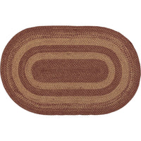 Thumbnail for Burgundy Tan Jute Braided Rug Oval 3'x5' with Rug Pad VHC Brands - The Fox Decor
