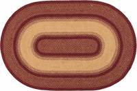 Thumbnail for Burgundy Red Primitive Jute Braided Rug Oval Stencil Stars 4'x6' with Rug Pad VHC Brands - The Fox Decor