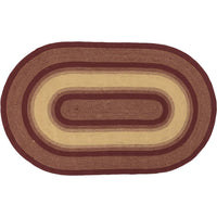 Thumbnail for Burgundy Red Primitive Jute Braided Rug Oval Stencil Stars 5'x8' with Rug Pad VHC Brands - The Fox Decor