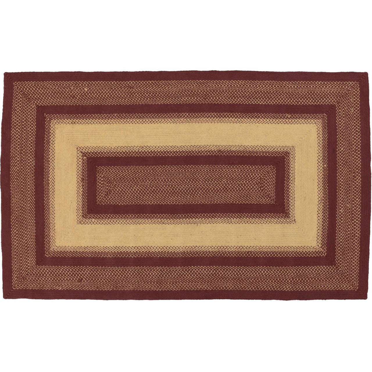 Burgundy Red Primitive Jute Braided Rug Rect Stencil Stars 5'x8' with Rug Pad VHC Brands - The Fox Decor