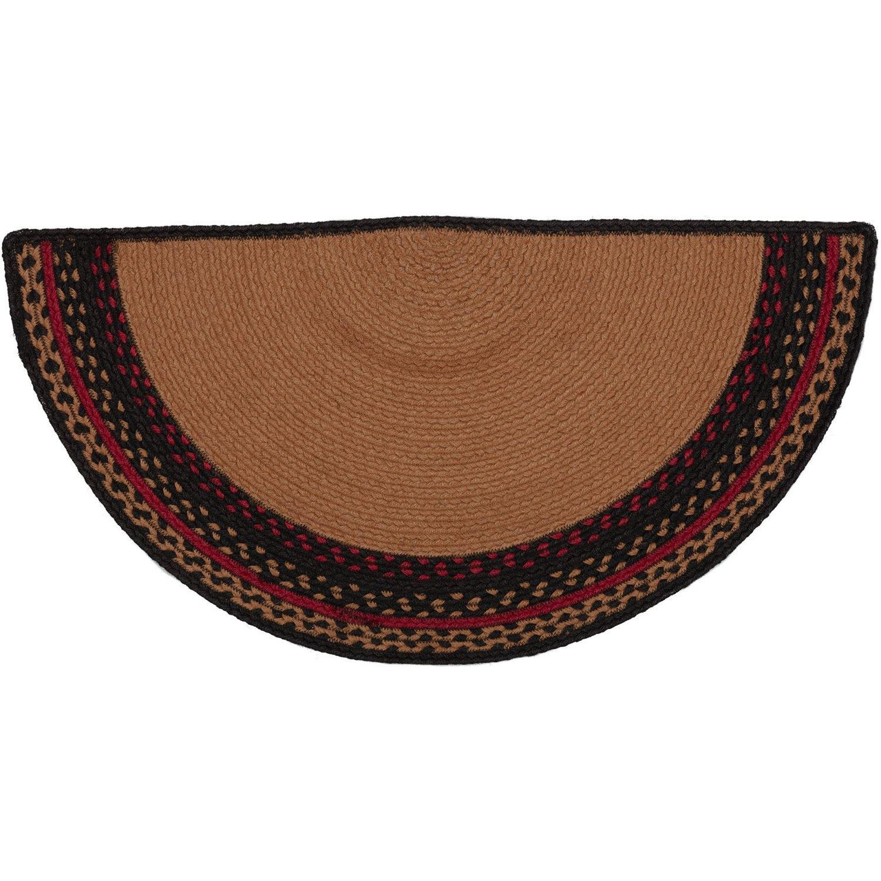 Cumberland Stenciled Moose Jute Braided Rug Half Circle Welcome to the Cabin 16.5"x33" with Rug Pad VHC Brands - The Fox Decor
