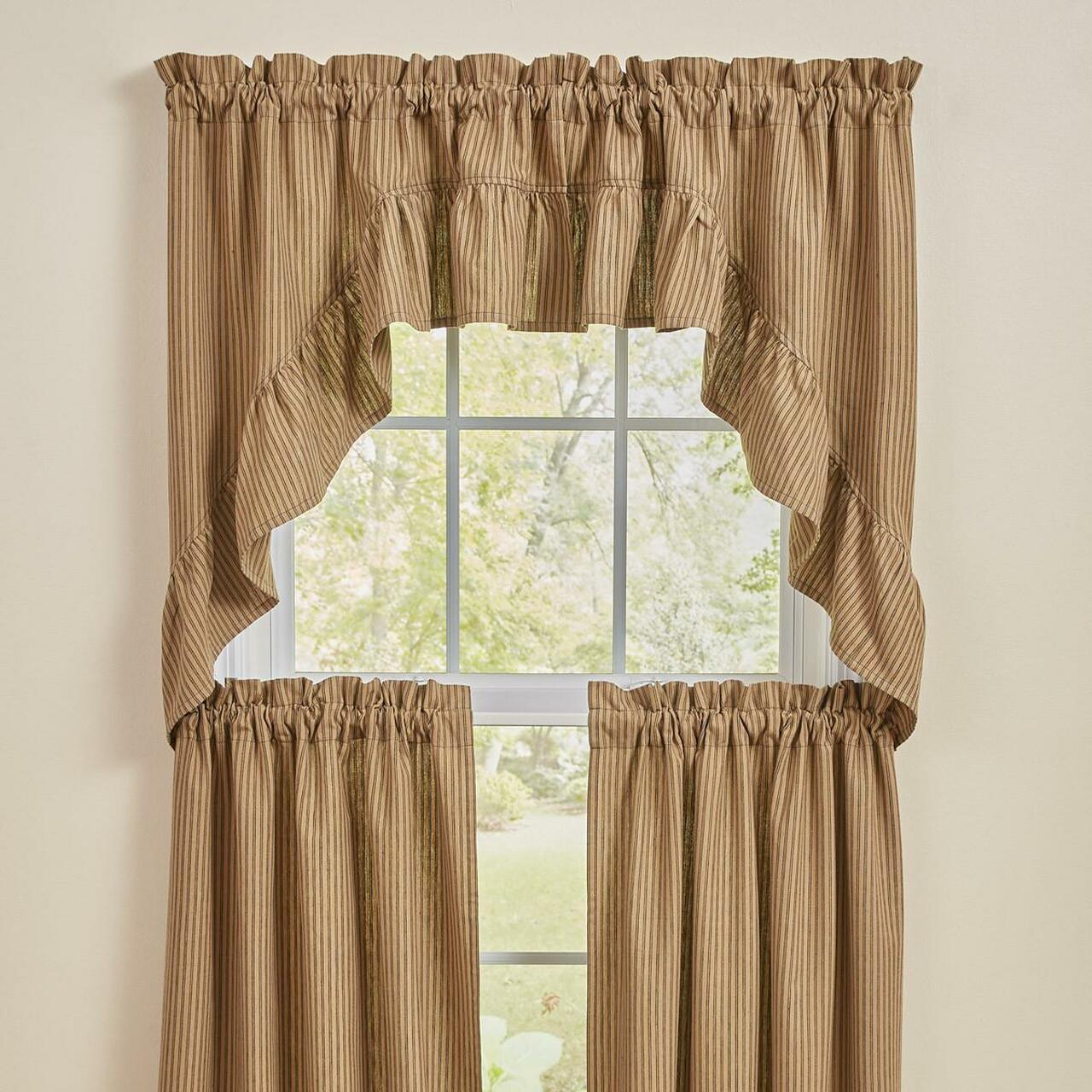 Sturbridge Ticking Ruffle Swags - Black 72x36 Park Designs - The Fox Decor