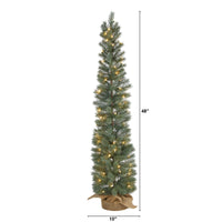 Thumbnail for 4’ Green Pine Artificial Christmas Tree with 70 Warm White Lights Set in a Burlap Base - The Fox Decor