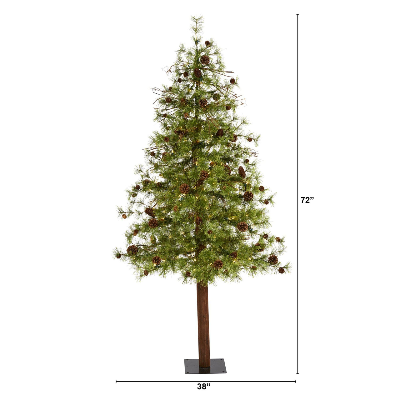 6' Wyoming Alpine Artificial Christmas Tree with 150 Clear (multifunction) LED Lights and Pine Cones on Natural Trunk - The Fox Decor