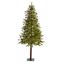 Thumbnail for 7' Wyoming Alpine Artificial Christmas Tree with 200 Clear (multifunction) LED Lights and Pine Cones on Natural Trunk