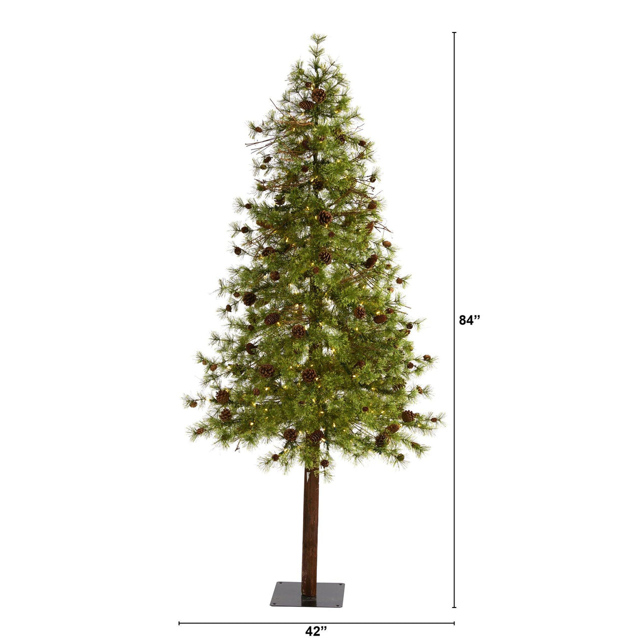 7' Wyoming Alpine Artificial Christmas Tree with 200 Clear (multifunction) LED Lights and Pine Cones on Natural Trunk - The Fox Decor
