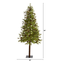 Thumbnail for 7' Wyoming Alpine Artificial Christmas Tree with 200 Clear (multifunction) LED Lights and Pine Cones on Natural Trunk - The Fox Decor
