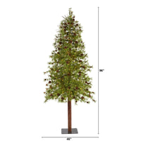 Thumbnail for 8' Wyoming Alpine Artificial Christmas Tree with 250 Clear (multifunction) LED Lights and Pine Cones on Natural Trunk - The Fox Decor