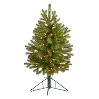 Thumbnail for 3' Cambridge Spruce Flat Back Artificial Christmas Tree with 50 Warm White (Multifunction) LED Lights and 113 Bendable Branches