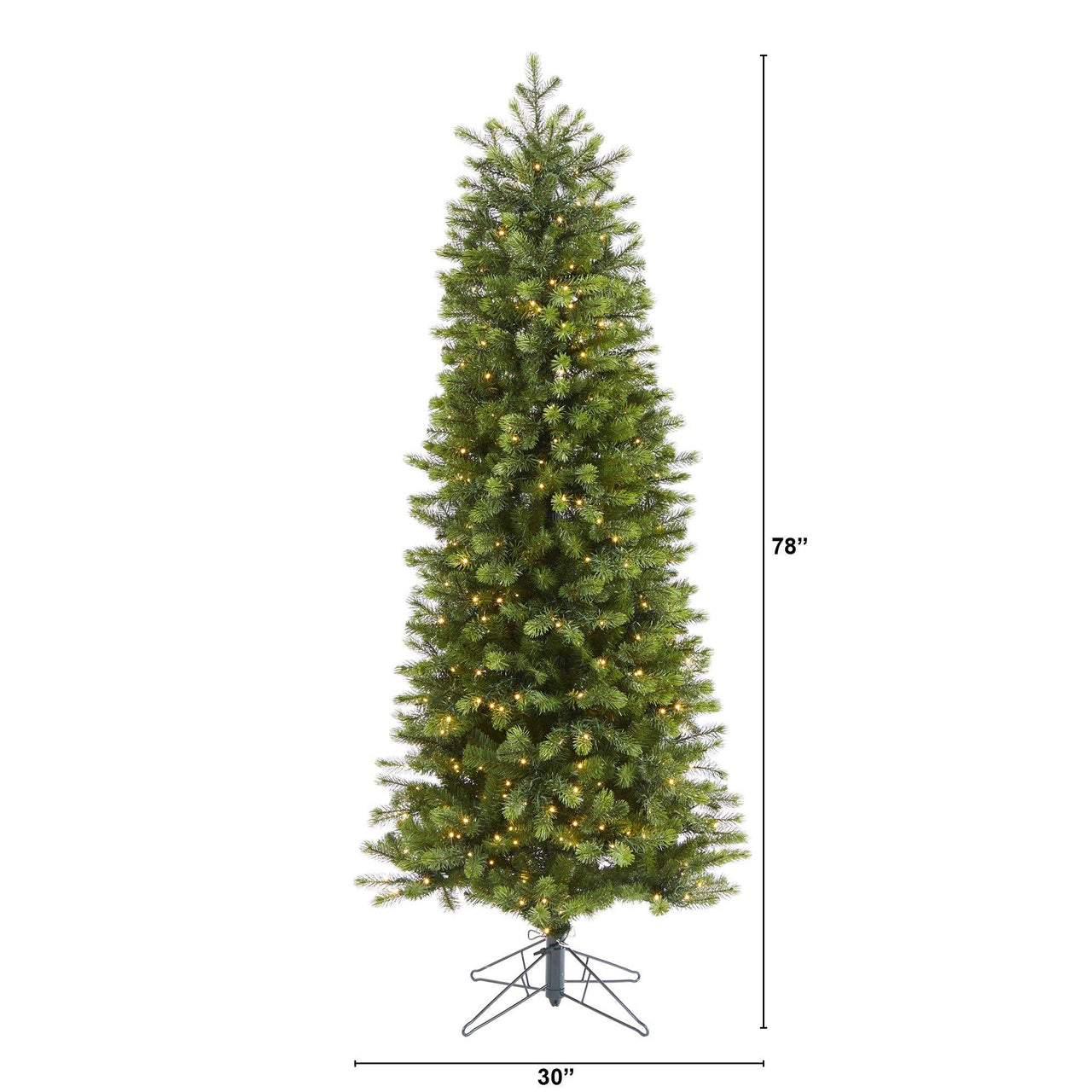 6.5' Slim Colorado Mountain Spruce Artificial Christmas Tree with 450 (Multifunction with Remote Control) Warm White Micro LED Lights with Instant Connect Technology and 918 Bendable Branches - The Fox Decor