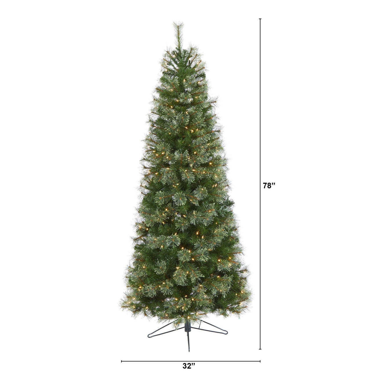 6.5' Cashmere Slim Artificial Christmas Tree with 350 Warm White Lights and 660 Bendable Branches - The Fox Decor